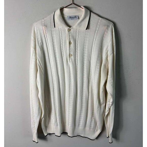 Marcello Mens Knitted Long Sleeve Quarter Zip Sweater Off White Size Large - Picture 9 of 9